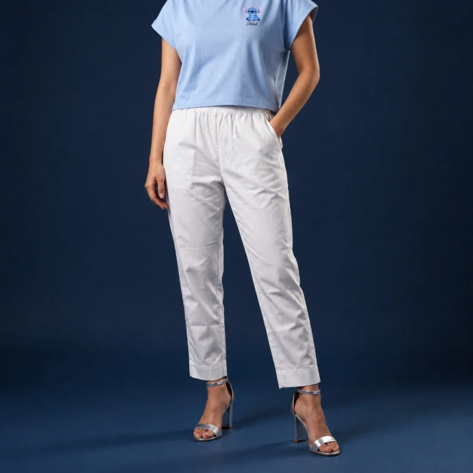 Women stylish white cotton pant for kurtis - SIYA